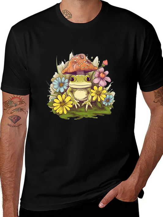 Mushroom Frog Graphic Tee - Whimsical Comfort