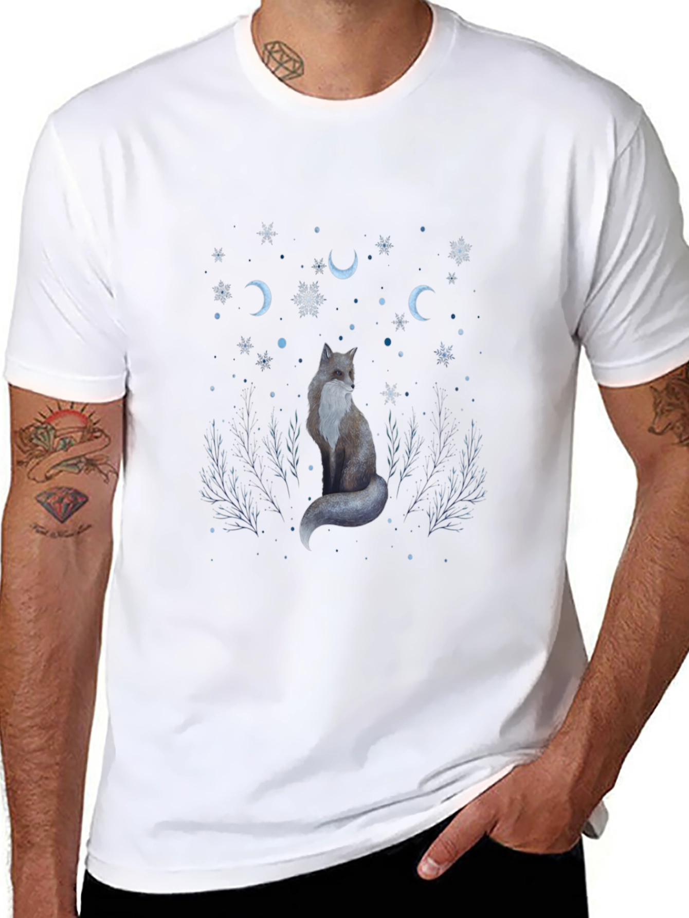 Mystic Fox Graphic Tee - Black Cotton T-Shirt
