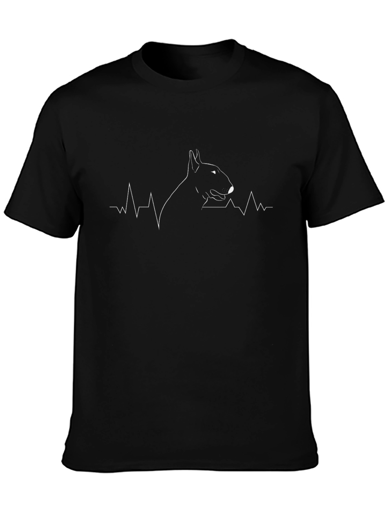 Dog Heartbeat Line Art Black T-Shirt
