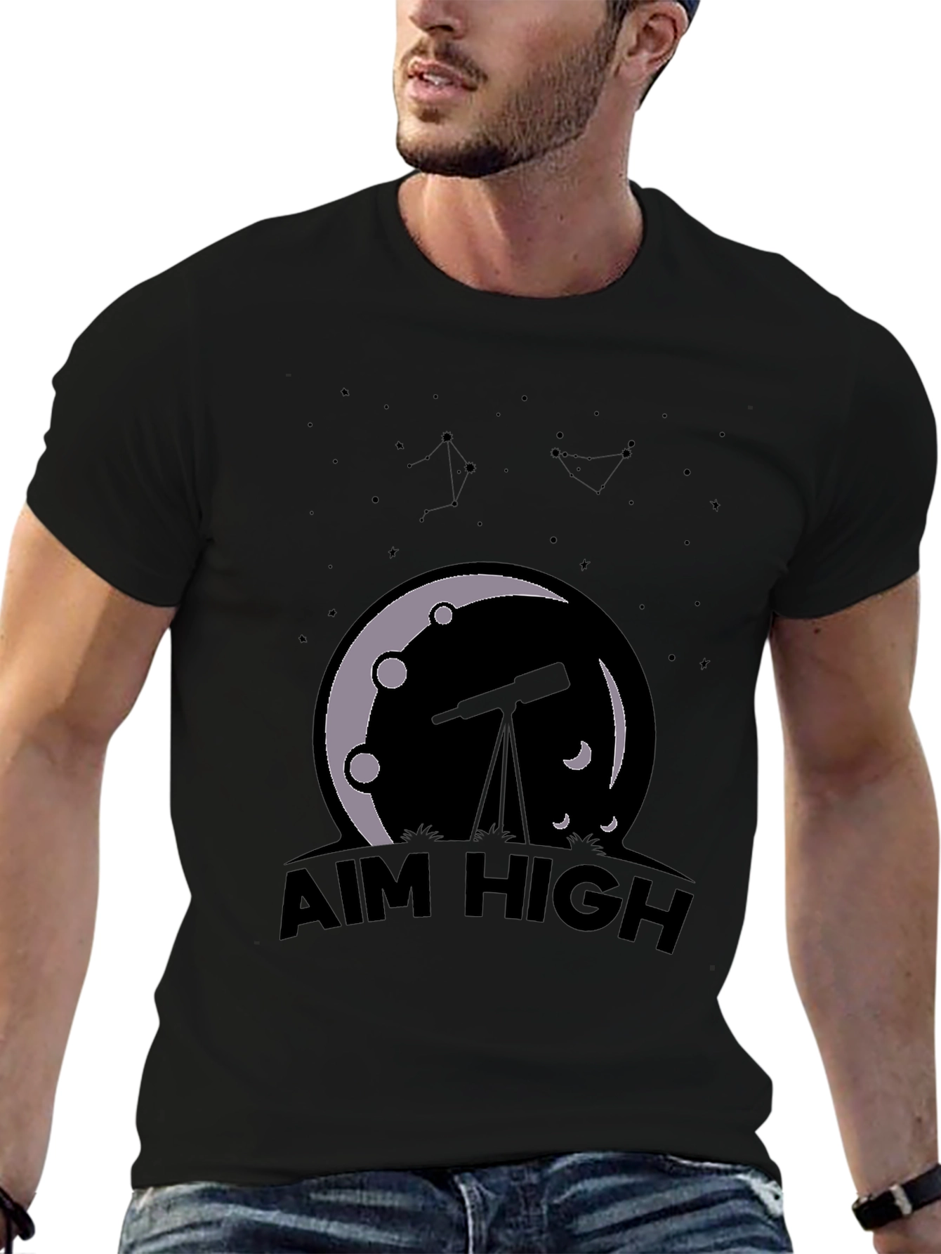 Aim High Astronomy Tee - Black Graphic T-Shirt