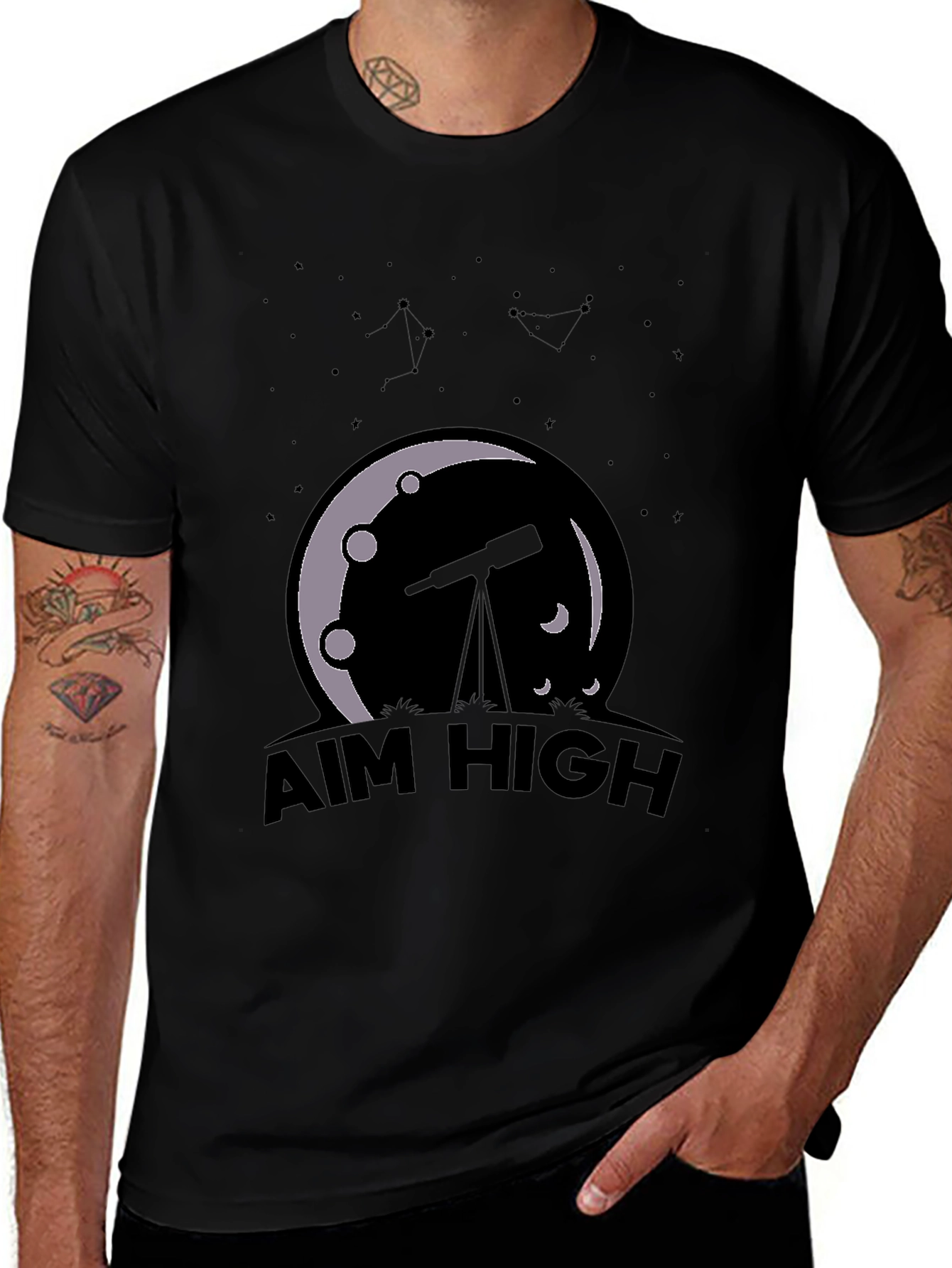 Aim High Astronomy Tee - Black Graphic T-Shirt