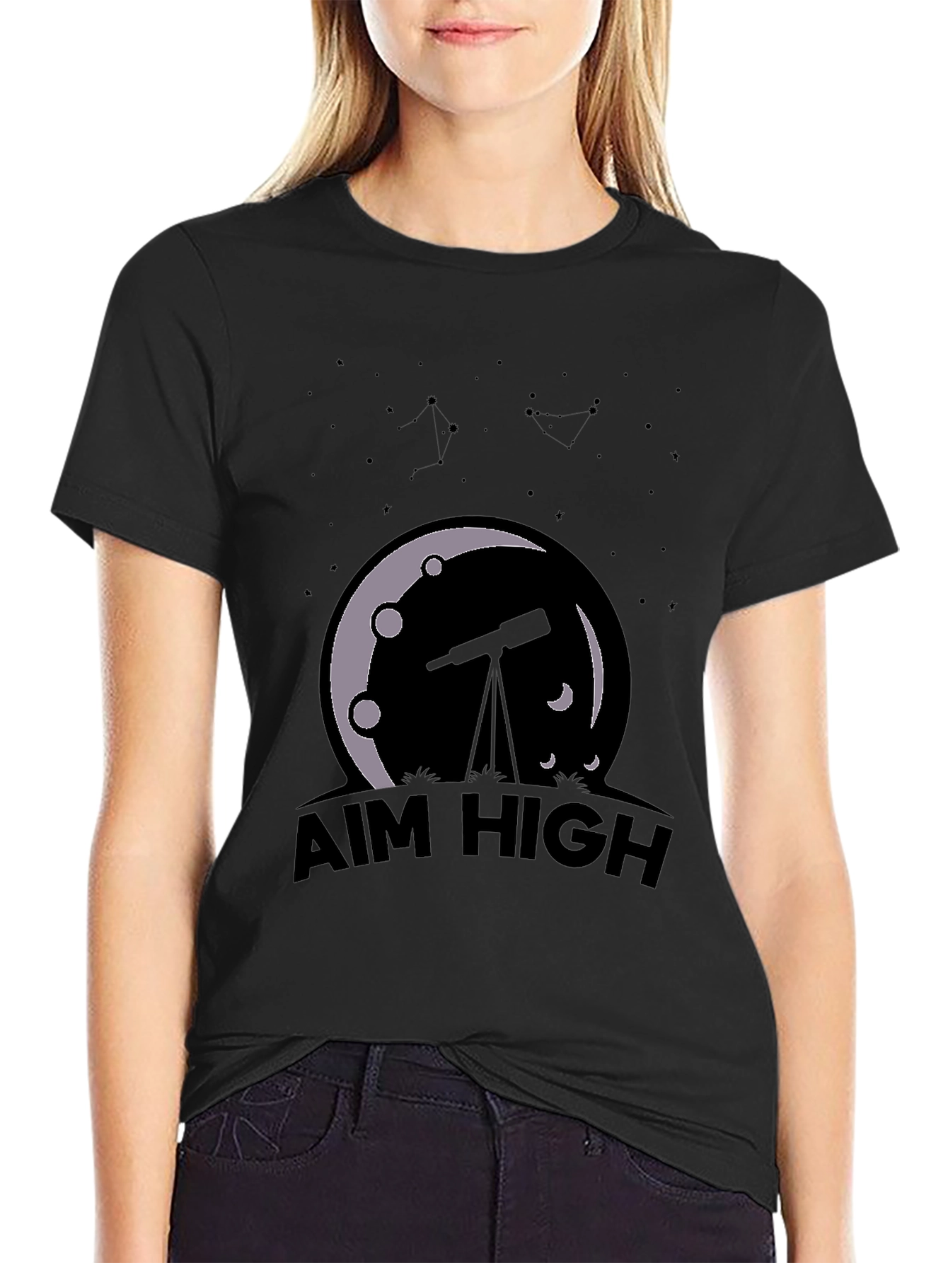 Aim High Astronomy Tee - Black Graphic T-Shirt
