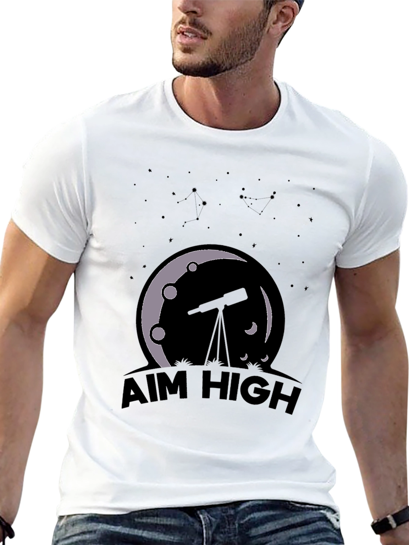 Aim High Astronomy Tee - Black Graphic T-Shirt