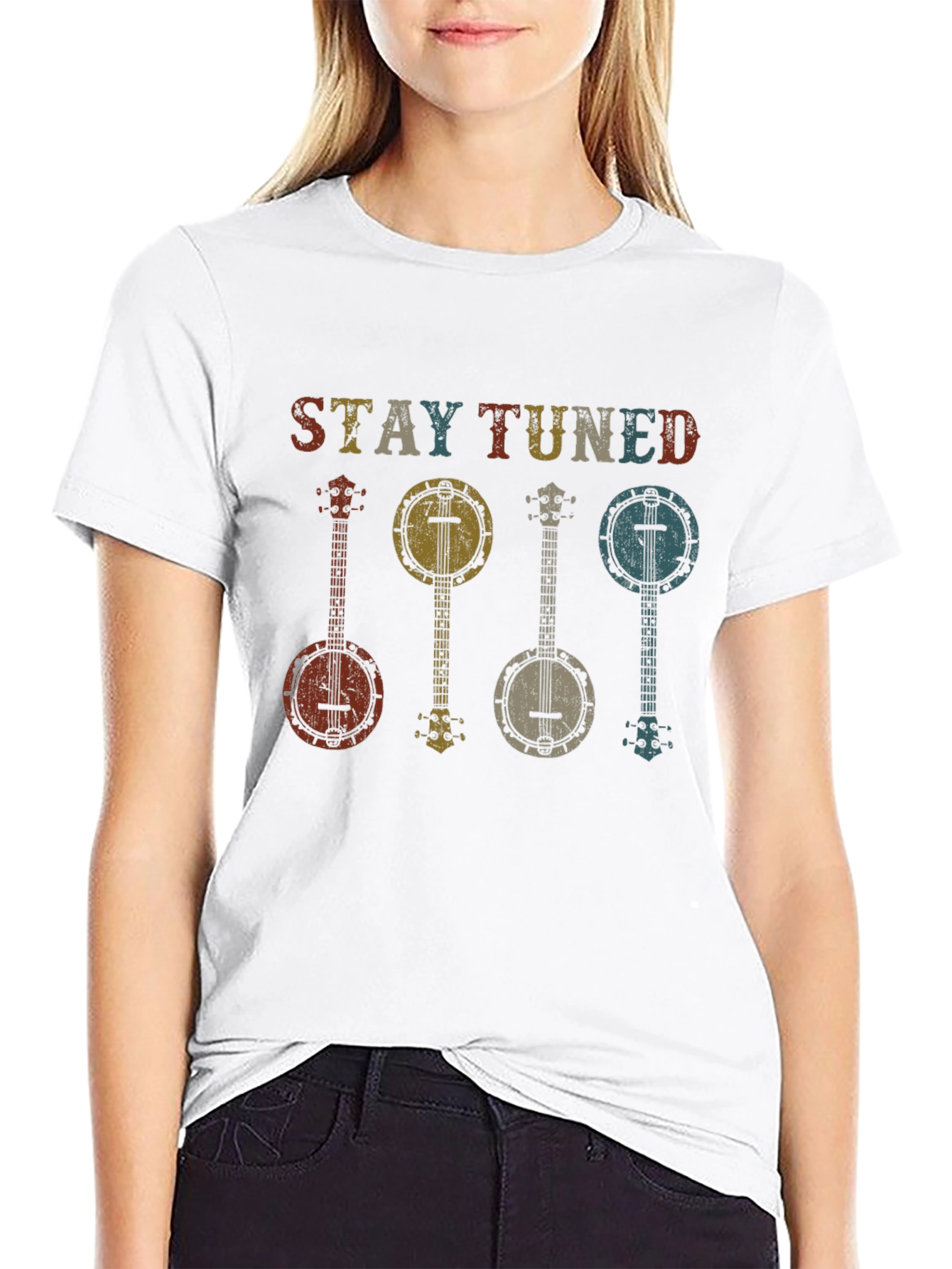 Stay Tuned Banjo Graphic Tee - Retro Music Shirt