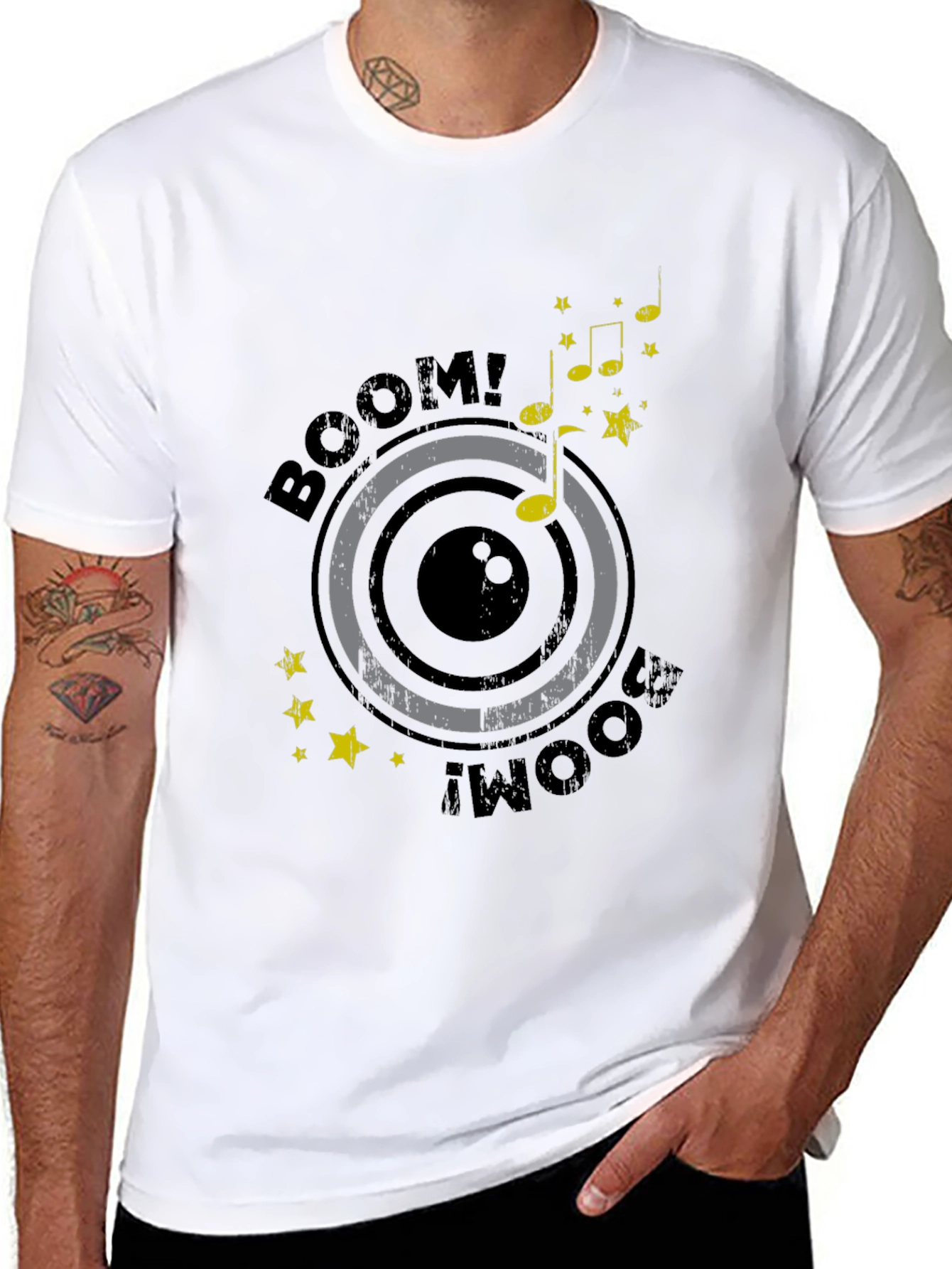 Boom! Music Graphic Tee - Stylish Black Cotton T-Shirt