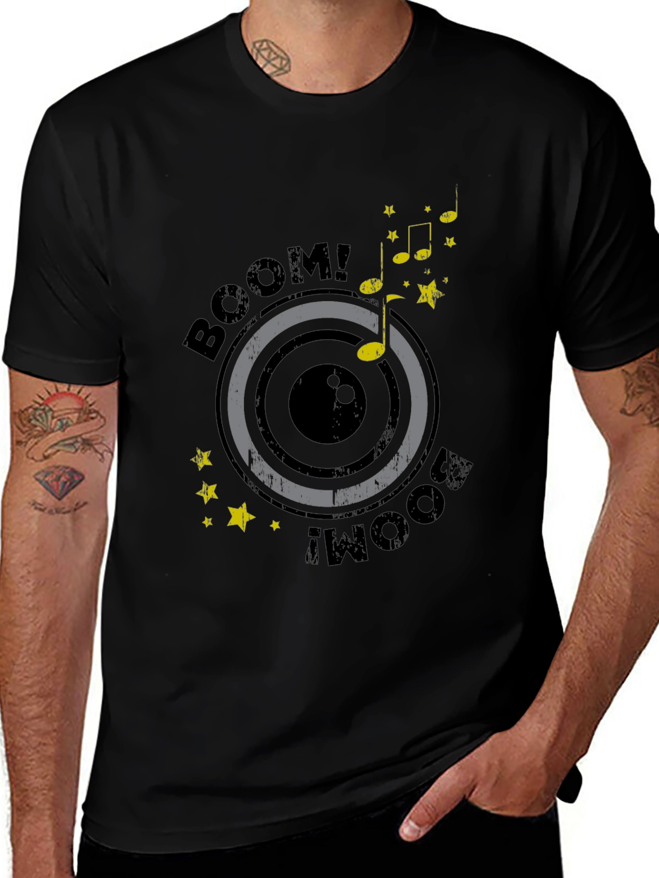 Boom! Music Graphic Tee - Stylish Black Cotton T-Shirt