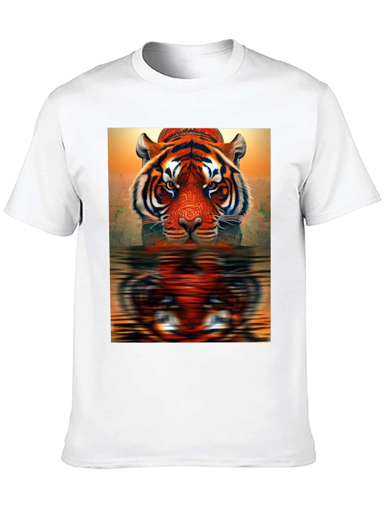 Tiger Reflection Graphic Tee - Black Cotton T-Shirt