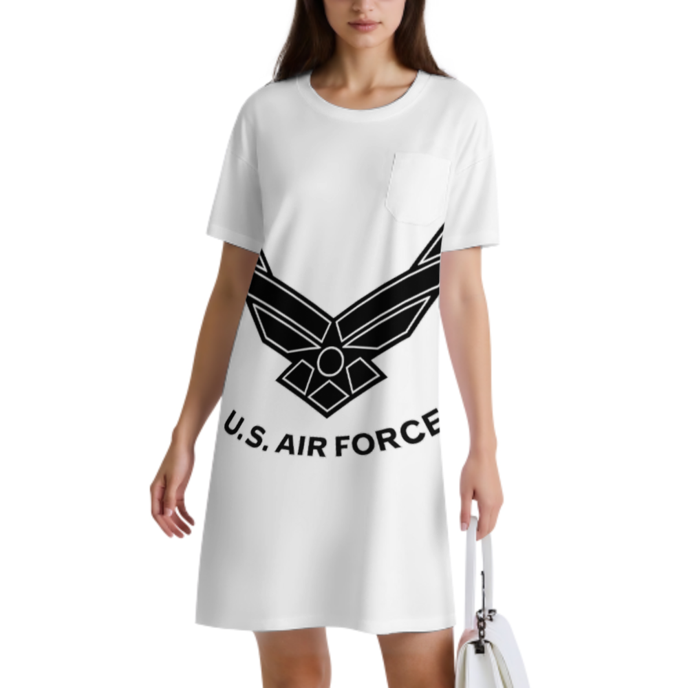 U.S. Air Force Graphic T-Shirt Dress – Patriotic Military Inspired Oversized Casual Tee for Women(z379)