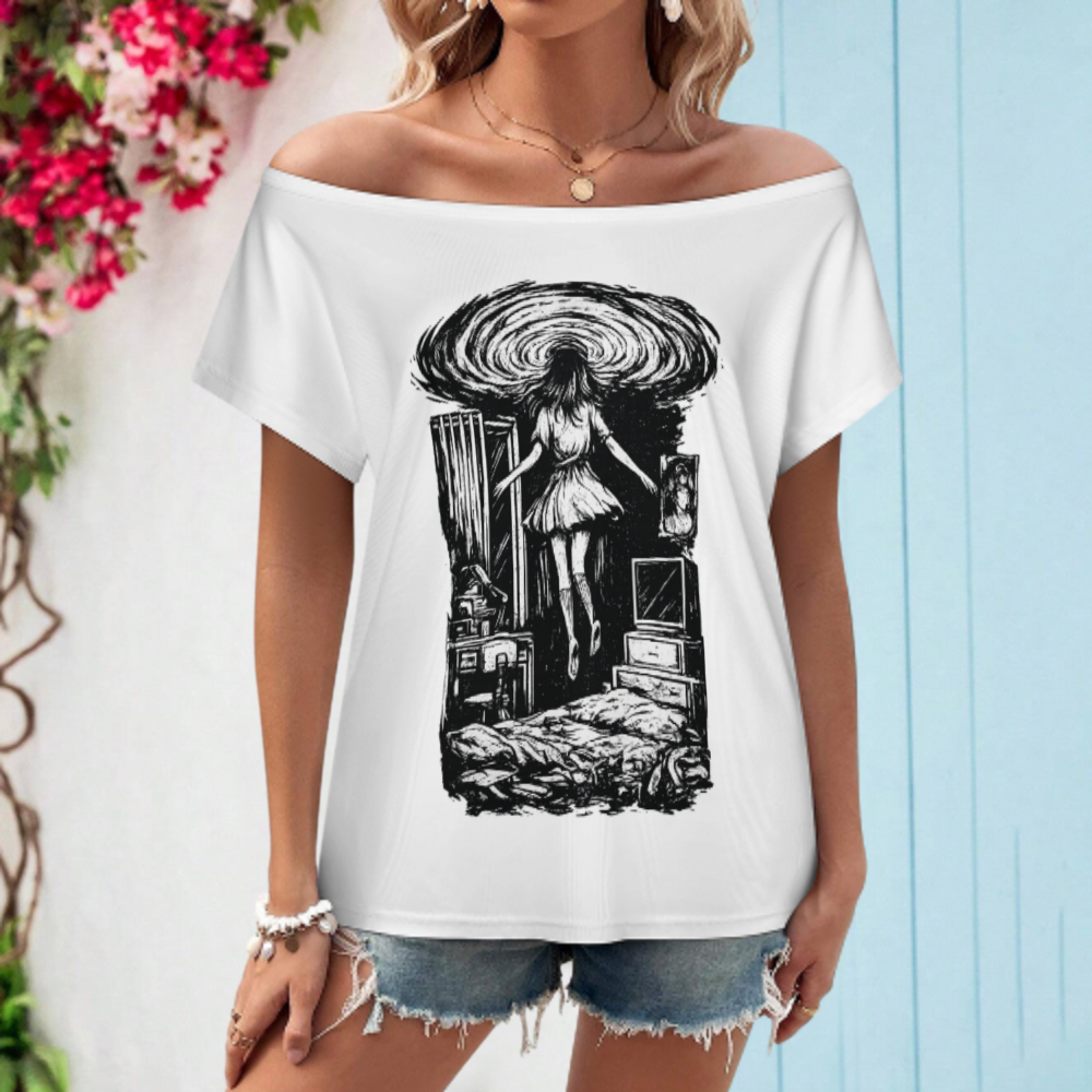 Dark Gothic Floating Girl Graphic Tee – Vintage Horror Aesthetic Streetwear Shirt(z401)