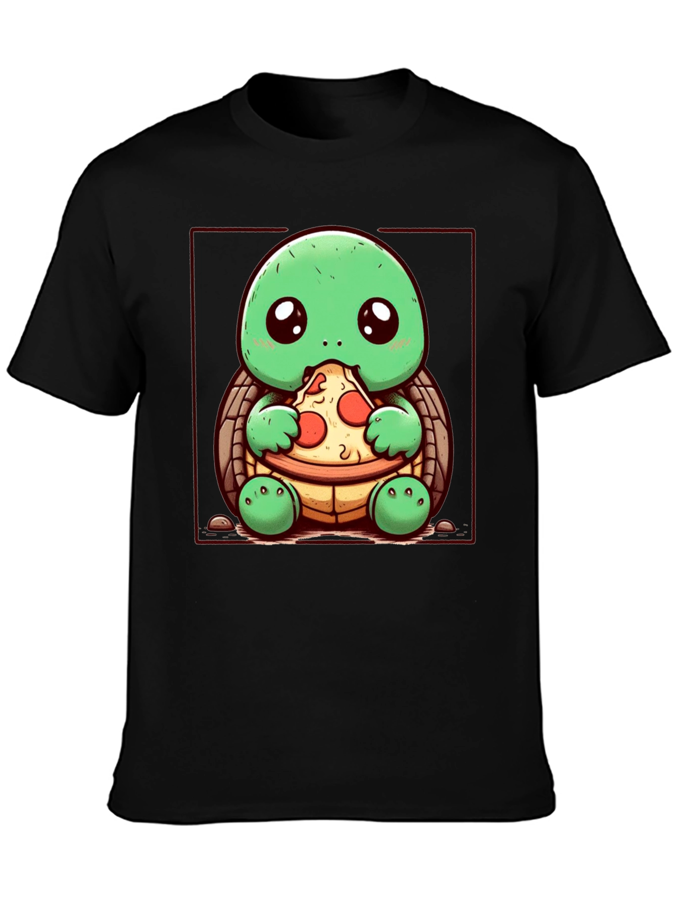 Turtle Eating Pizza Graphic T-Shirt