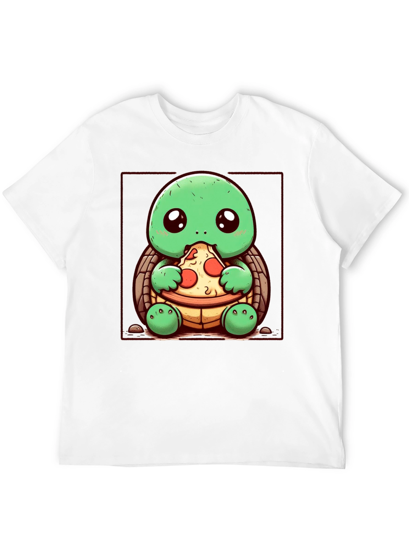 Turtle Eating Pizza Graphic T-Shirt