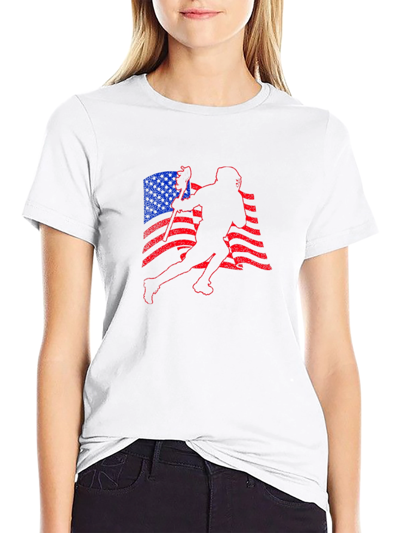 Lacrosse American Flag Graphic T-Shirt