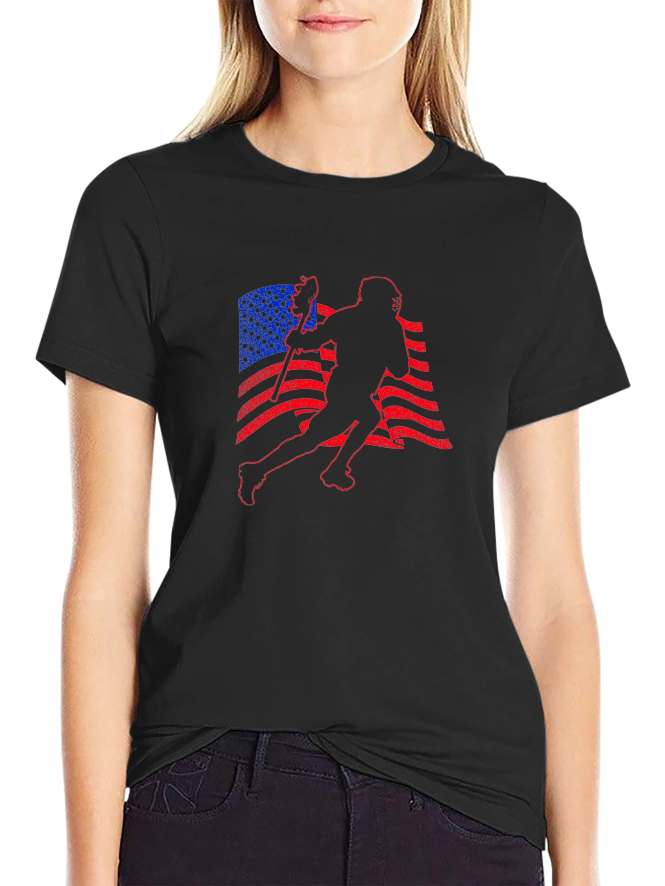 Lacrosse American Flag Graphic T-Shirt