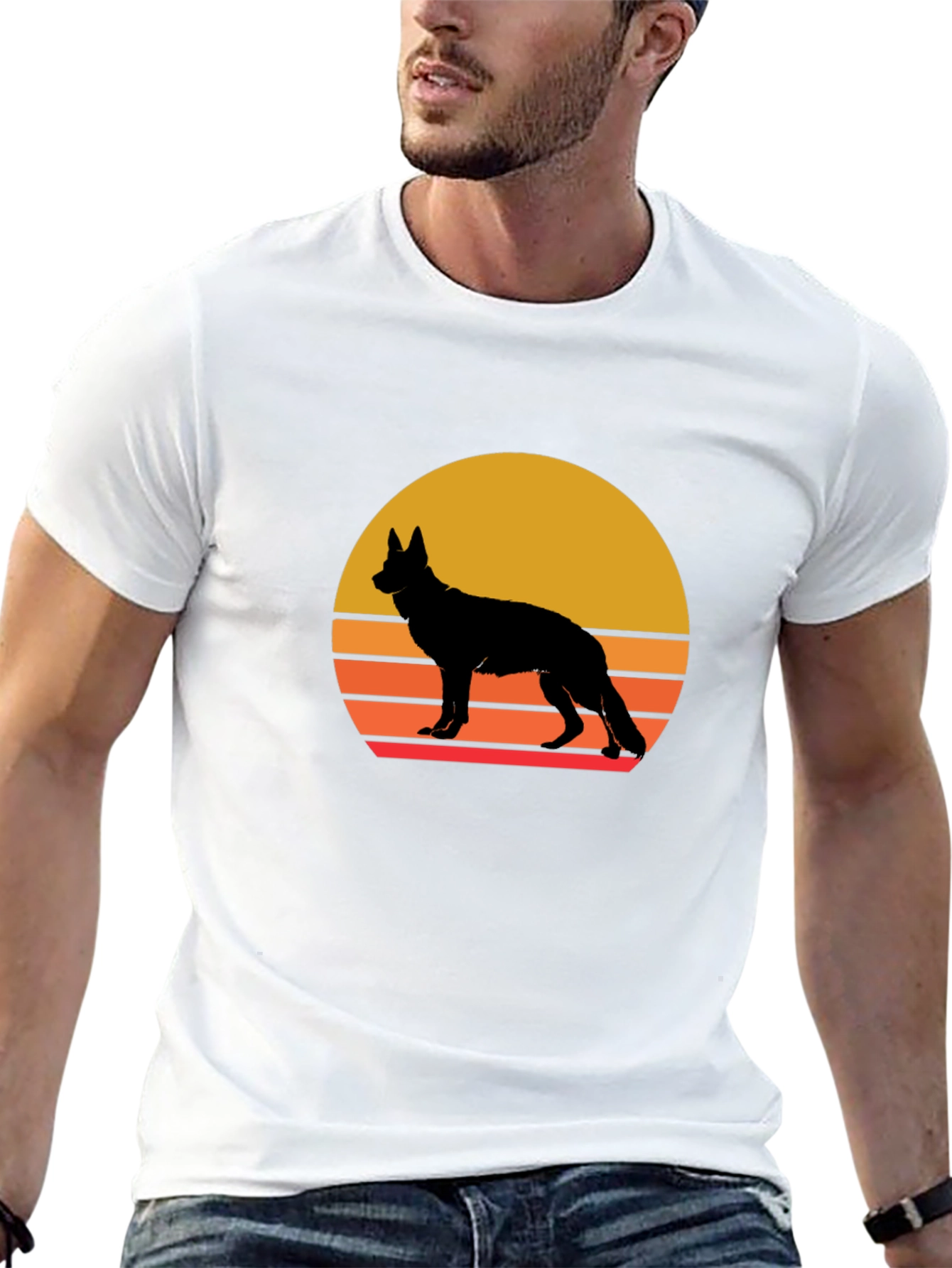 Retro German Shepherd Silhouette T-Shirt