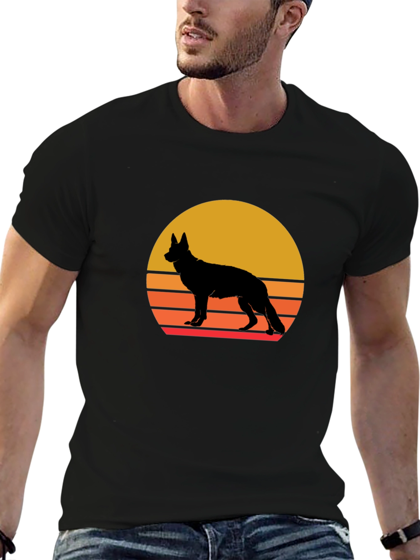 Retro German Shepherd Silhouette T-Shirt