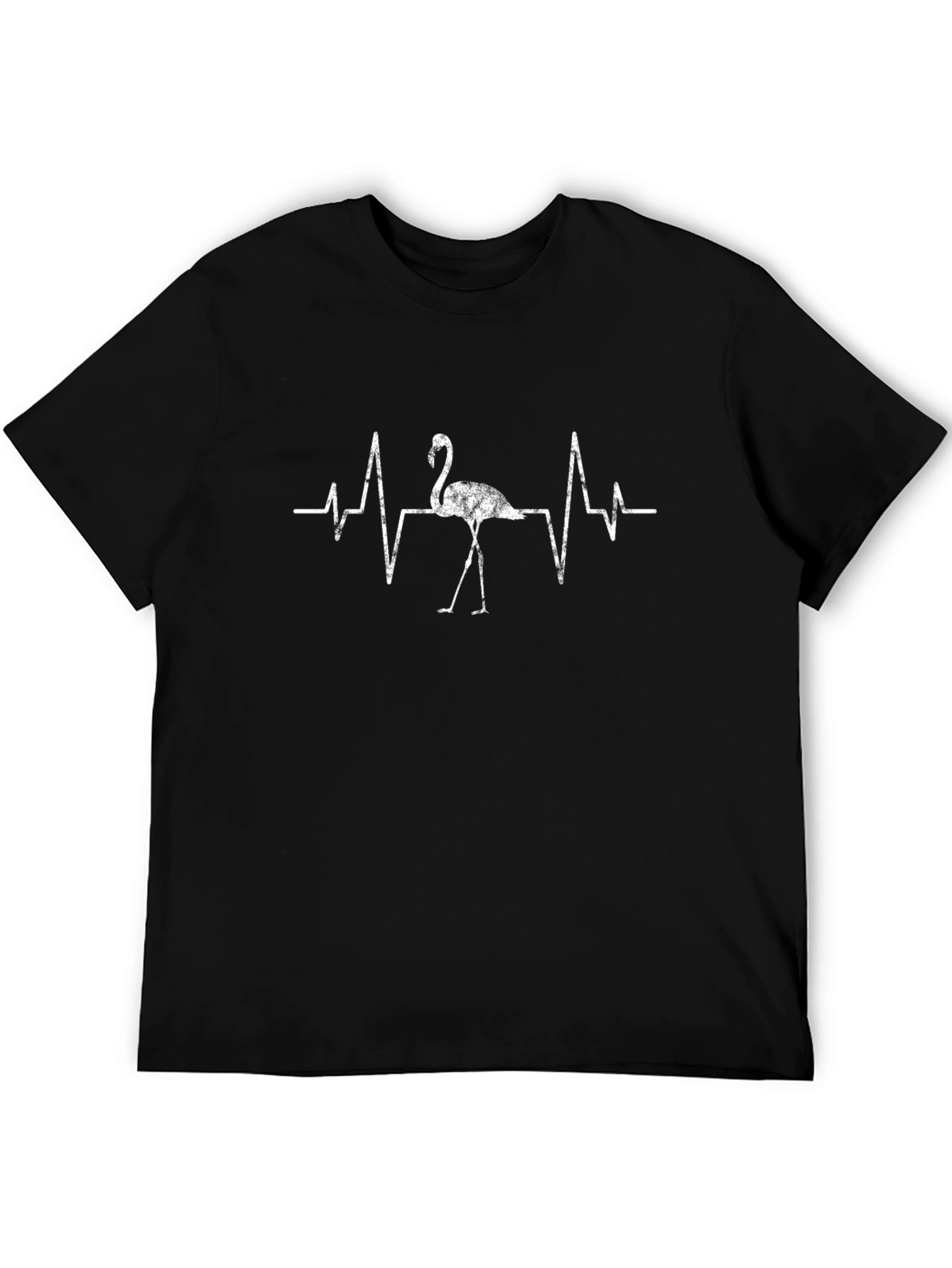 Flamingo Heartbeat Graphic Tee - Mens Black T-Shirt