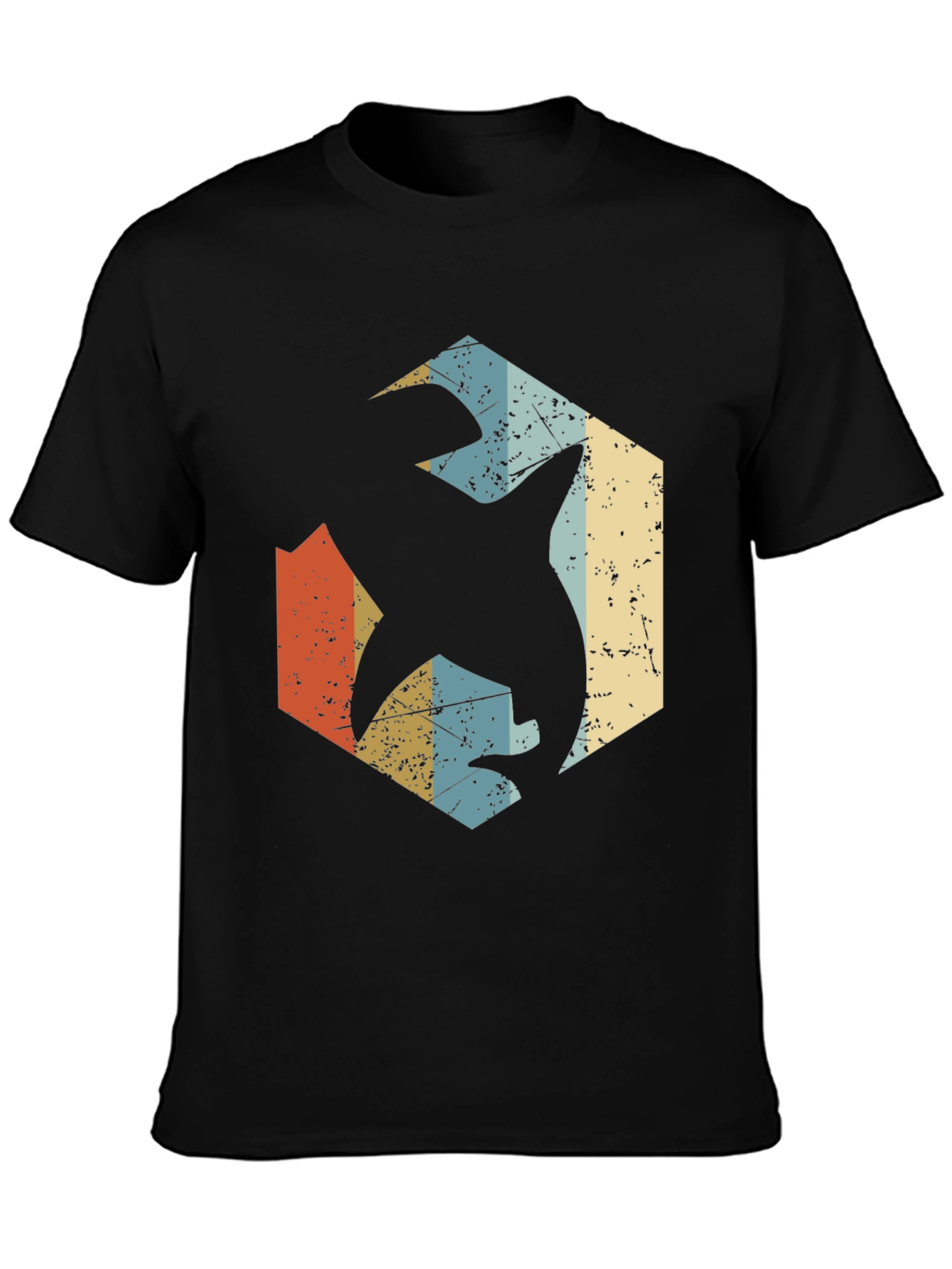 Retro Shark Graphic Tee - Black Cotton Blend