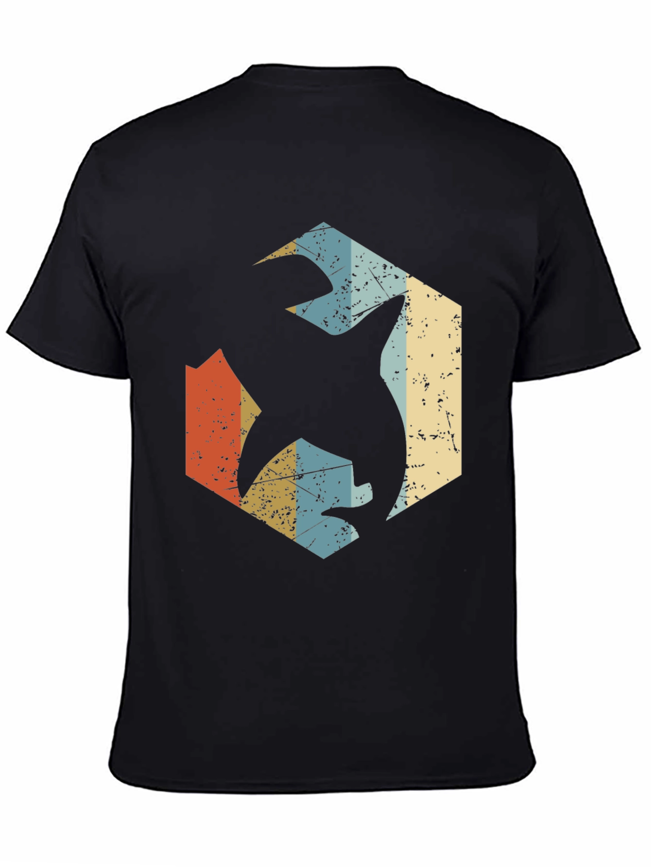 Retro Shark Graphic Tee - Black Cotton Blend