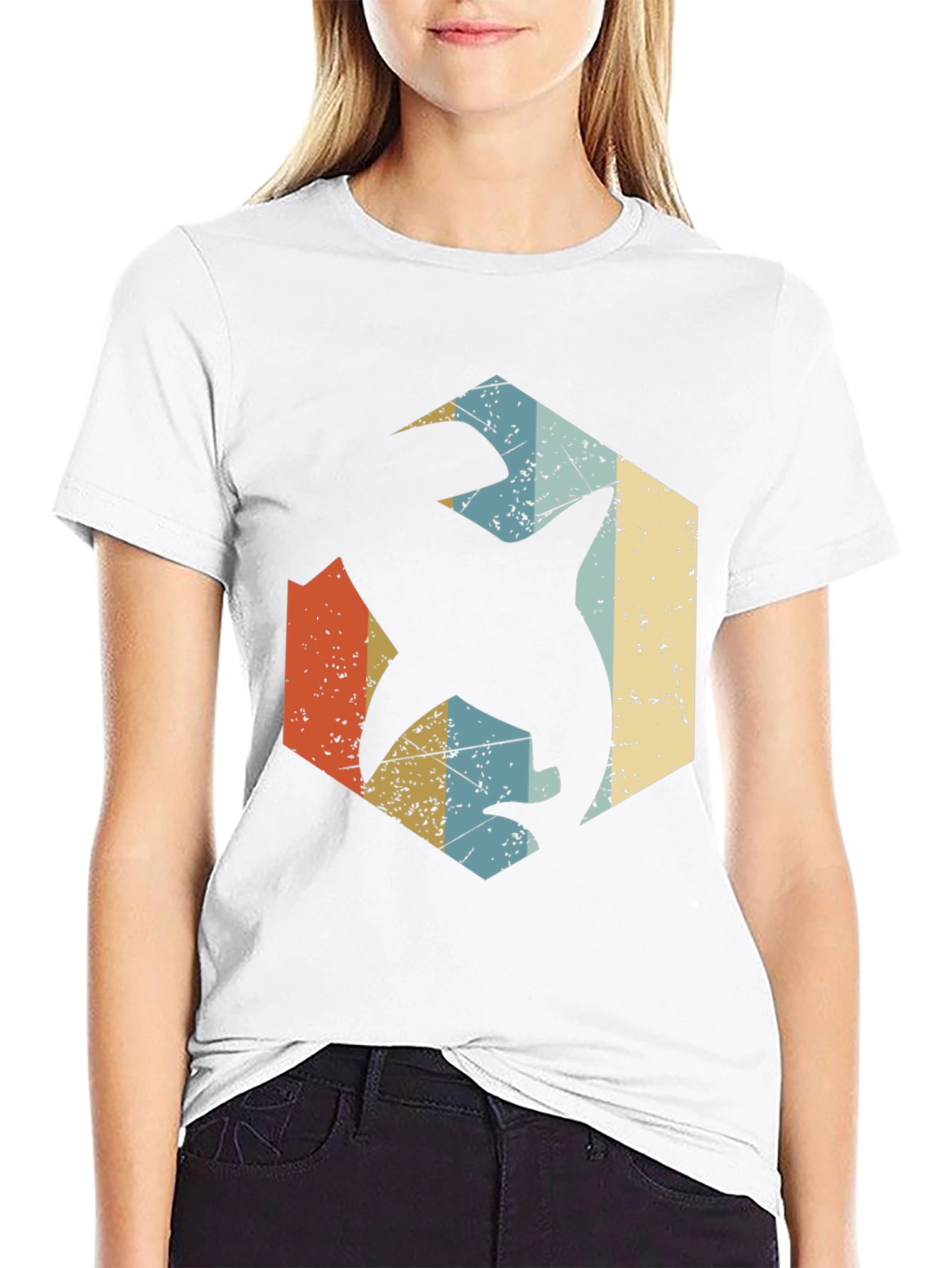 Retro Shark Graphic Tee - Black Cotton Blend