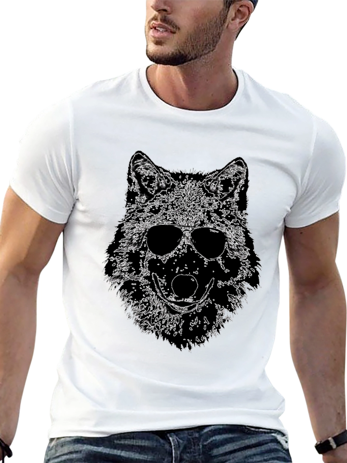 Cool Wolf Graphic Tee - Mens Black T-Shirt