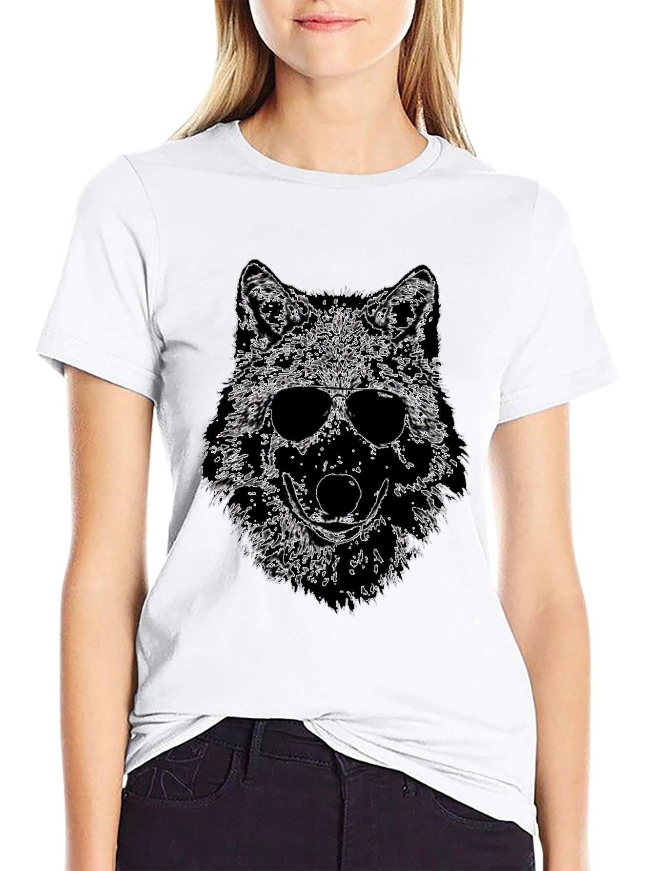 Cool Wolf Graphic Tee - Mens Black T-Shirt
