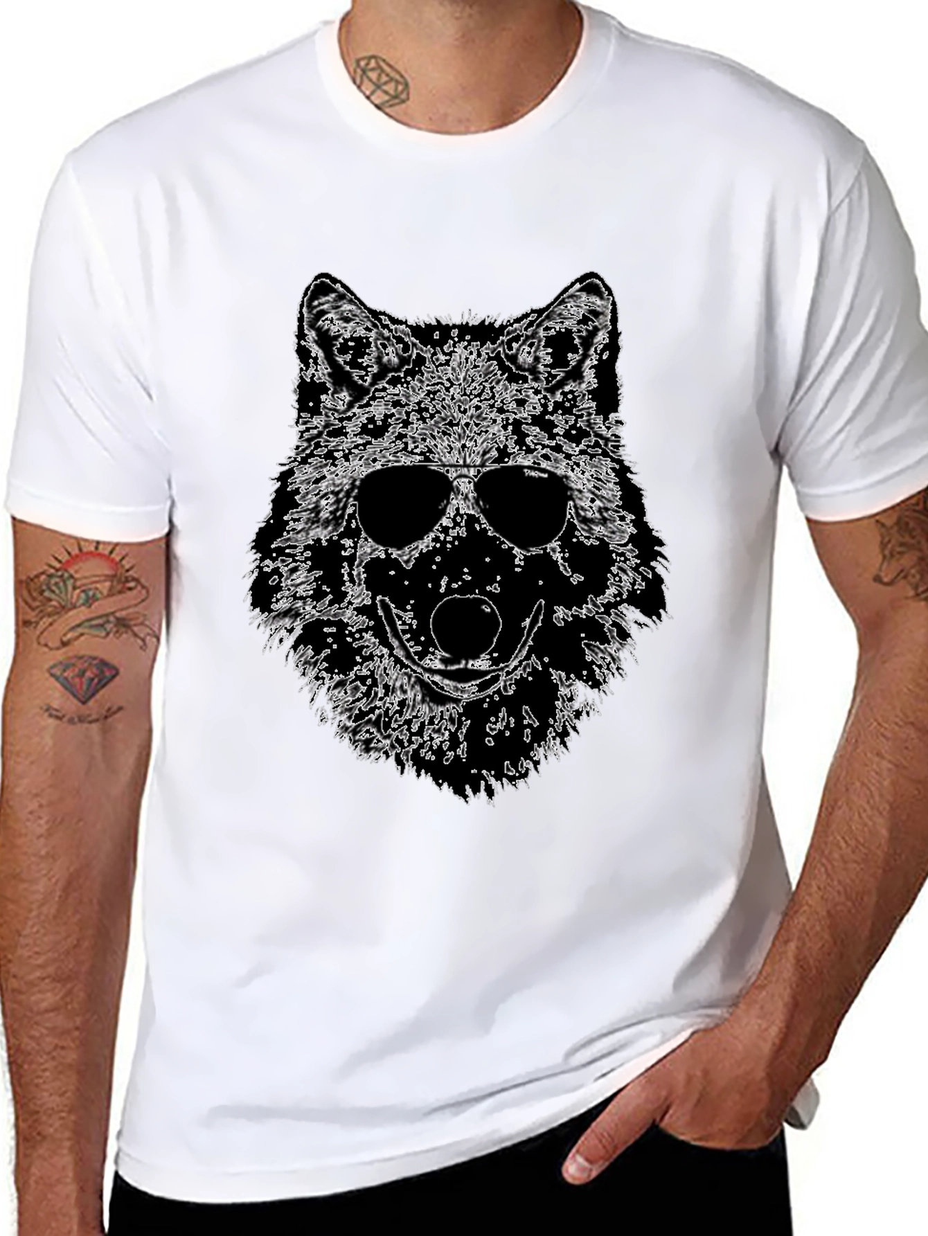 Cool Wolf Graphic Tee - Mens Black T-Shirt