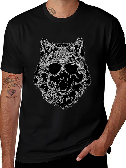 Cool Wolf Graphic Tee - Mens Black T-Shirt