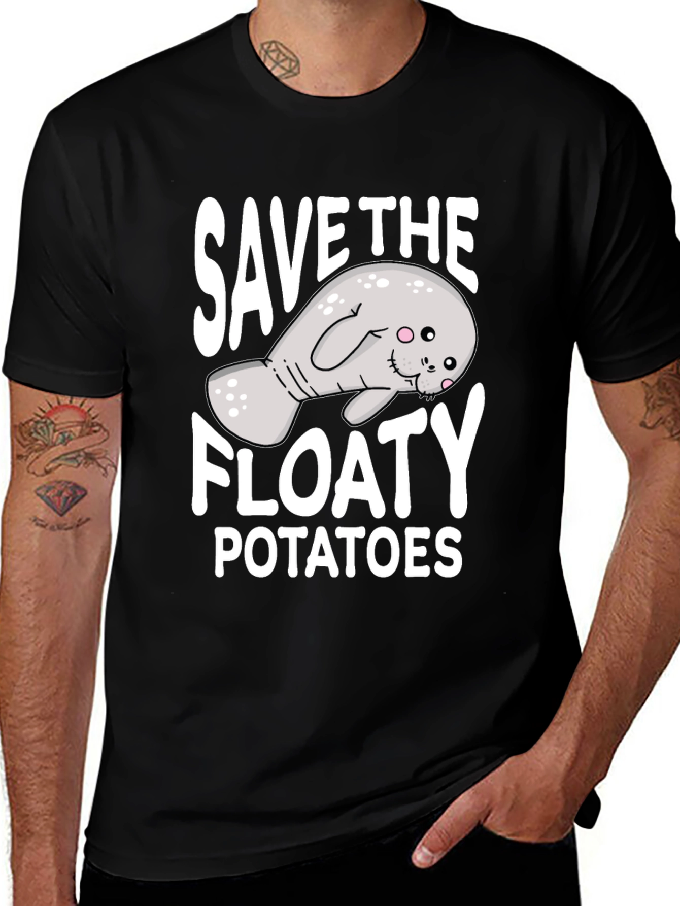 Save the Floaty Potatoes T-Shirt - Manatee Lover Tee