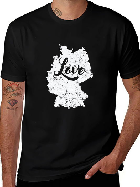 Love Germany Map Graphic Tee - Black Cotton T-Shirt