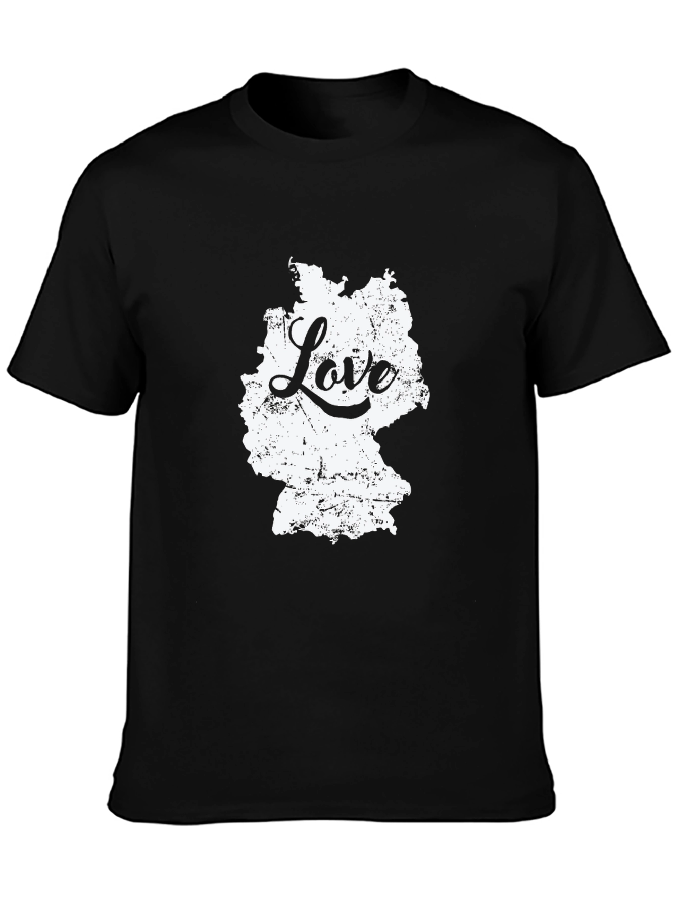 Love Germany Map Graphic Tee - Black Cotton T-Shirt