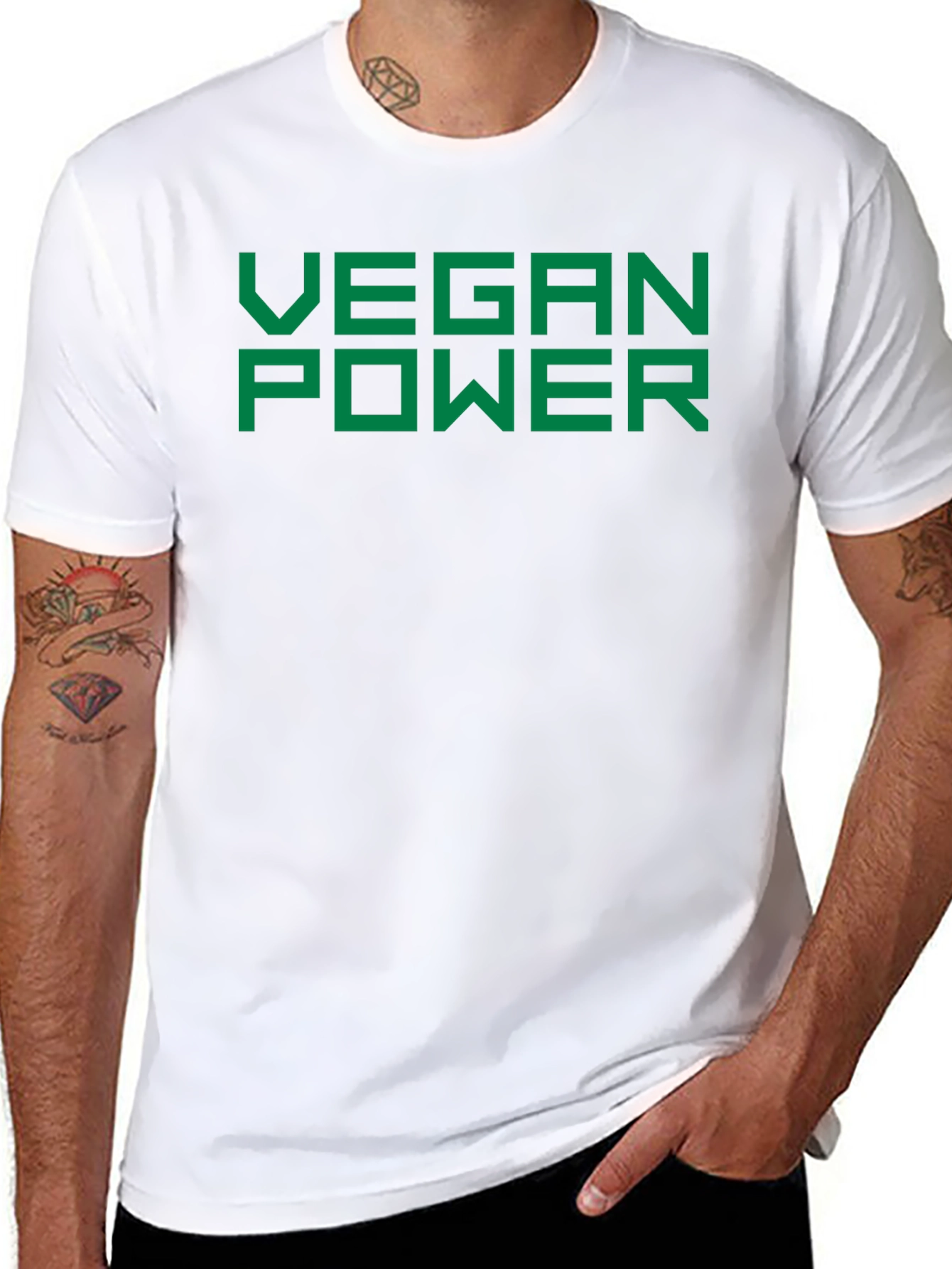 Vegan Power T-Shirt - Bold Green Print