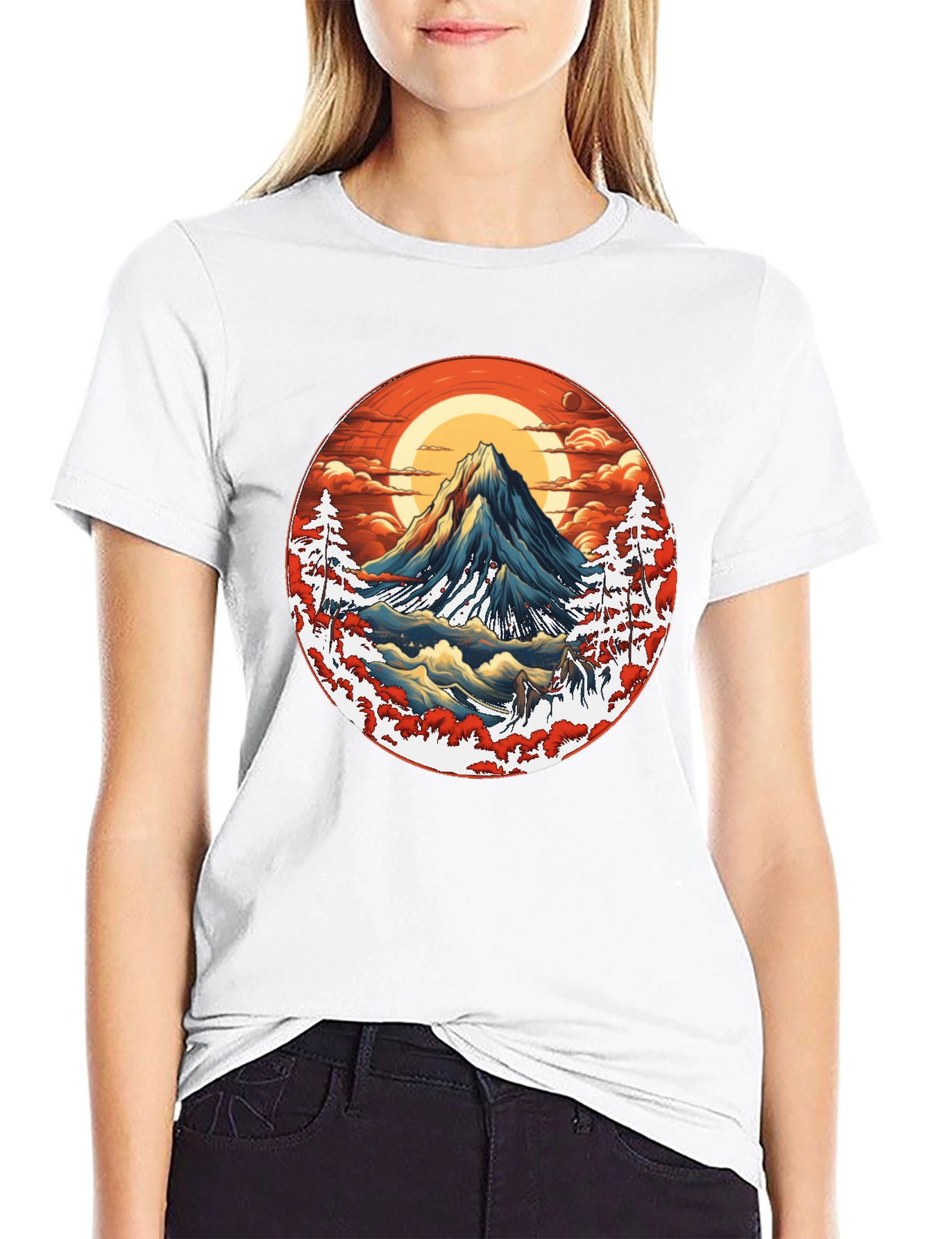 Mountain Graphic Black Tee - Nature Inspired Design