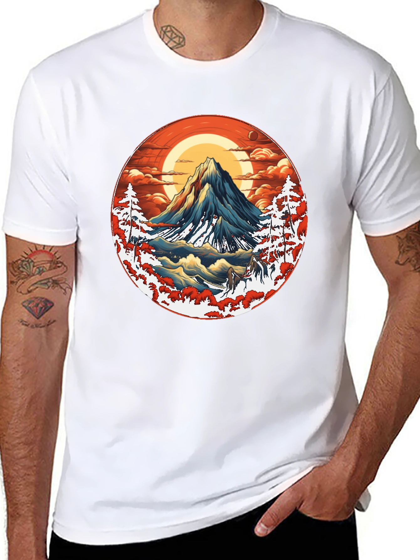 Mountain Graphic Black Tee - Nature Inspired Design