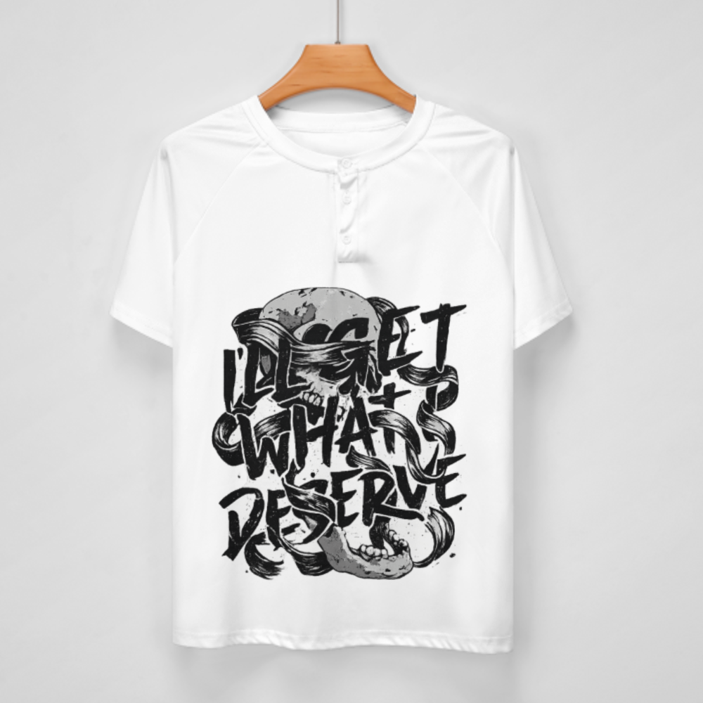 “I’ll Get What I Deserve” Skull Graphic T-Shirt – Dark Grunge Streetwear Goth Punk Tee(z364)