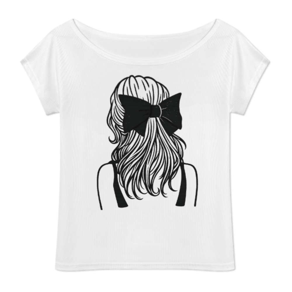 Minimalist Bow Girl Graphic Tee – Cute Coquette Aesthetic Oversized Shirt(z403)