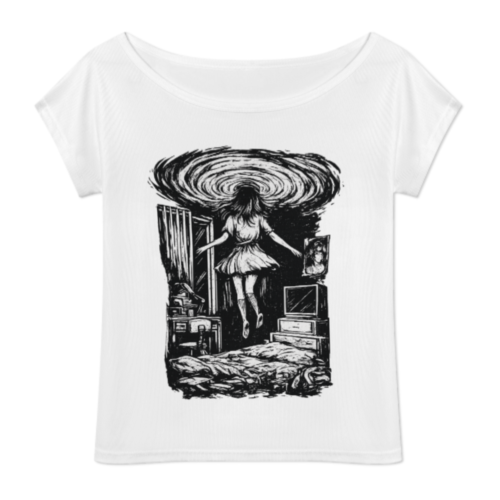Dark Gothic Floating Girl Graphic Tee – Vintage Horror Aesthetic Streetwear Shirt(z401)