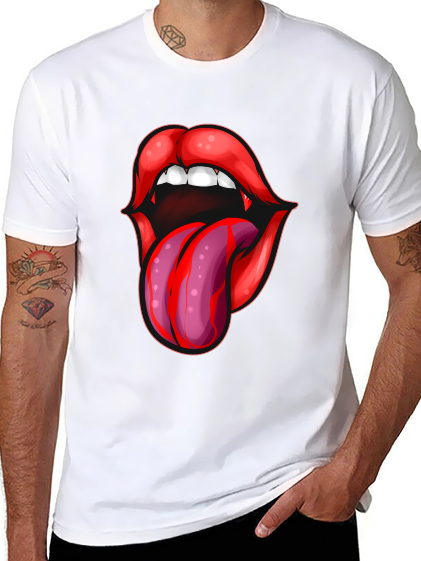 Vampire Lips Tongue Graphic T-Shirt