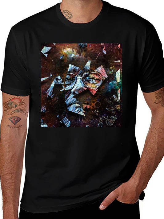 Abstract Face Print Mens Black T-Shirt