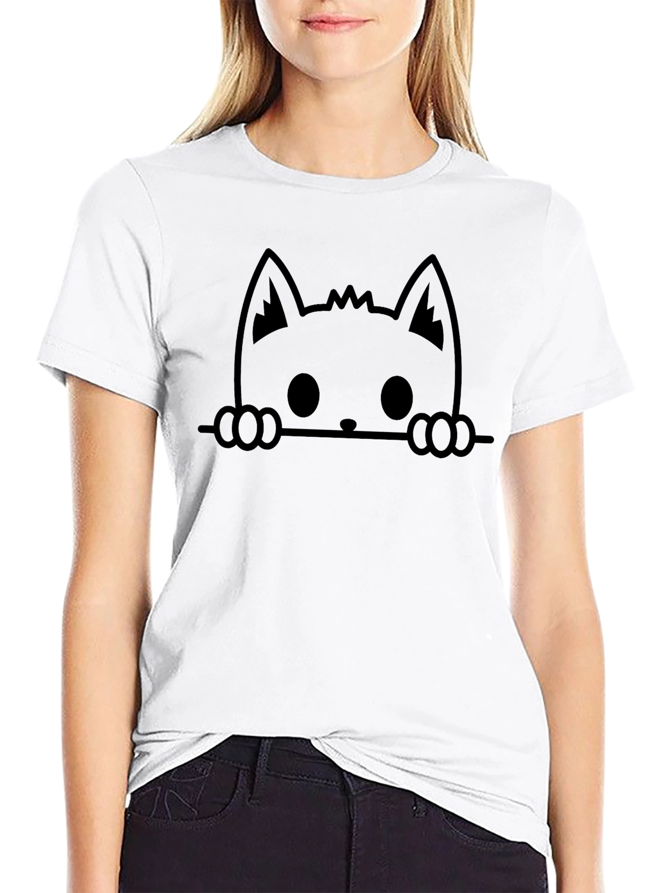 Peek-a-Boo Cat Black T-Shirt