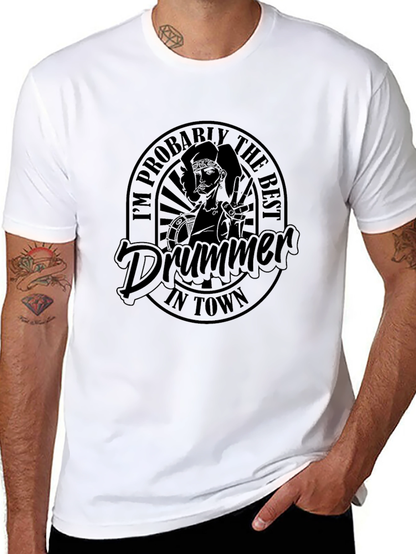 Best Drummer in Town Black T-Shirt