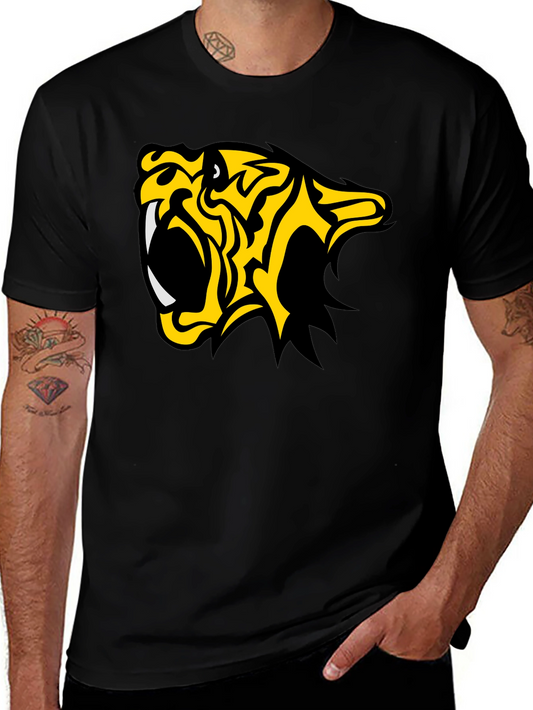 Fierce Tiger Graphic Tee - Bold Black Cotton T-Shirt