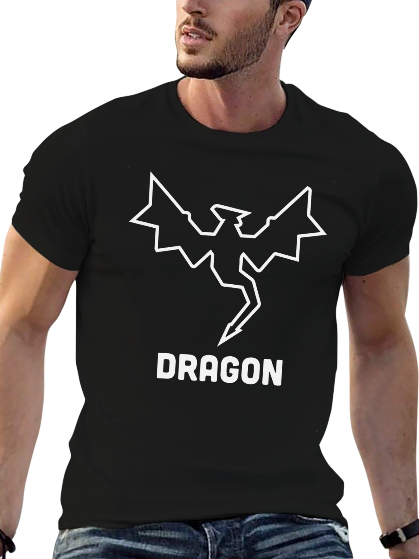 Dragon Graphic Print Black T-Shirt