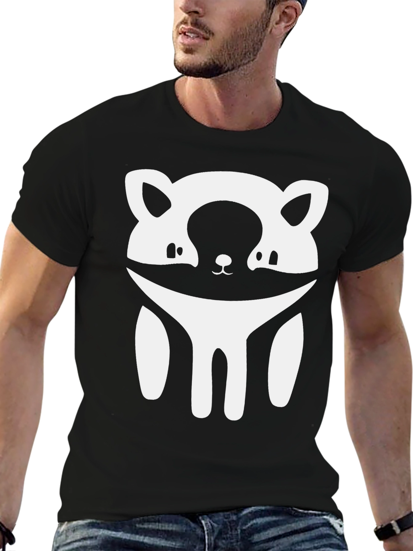 Cute Raccoon Graphic Tee - Soft Black Cotton