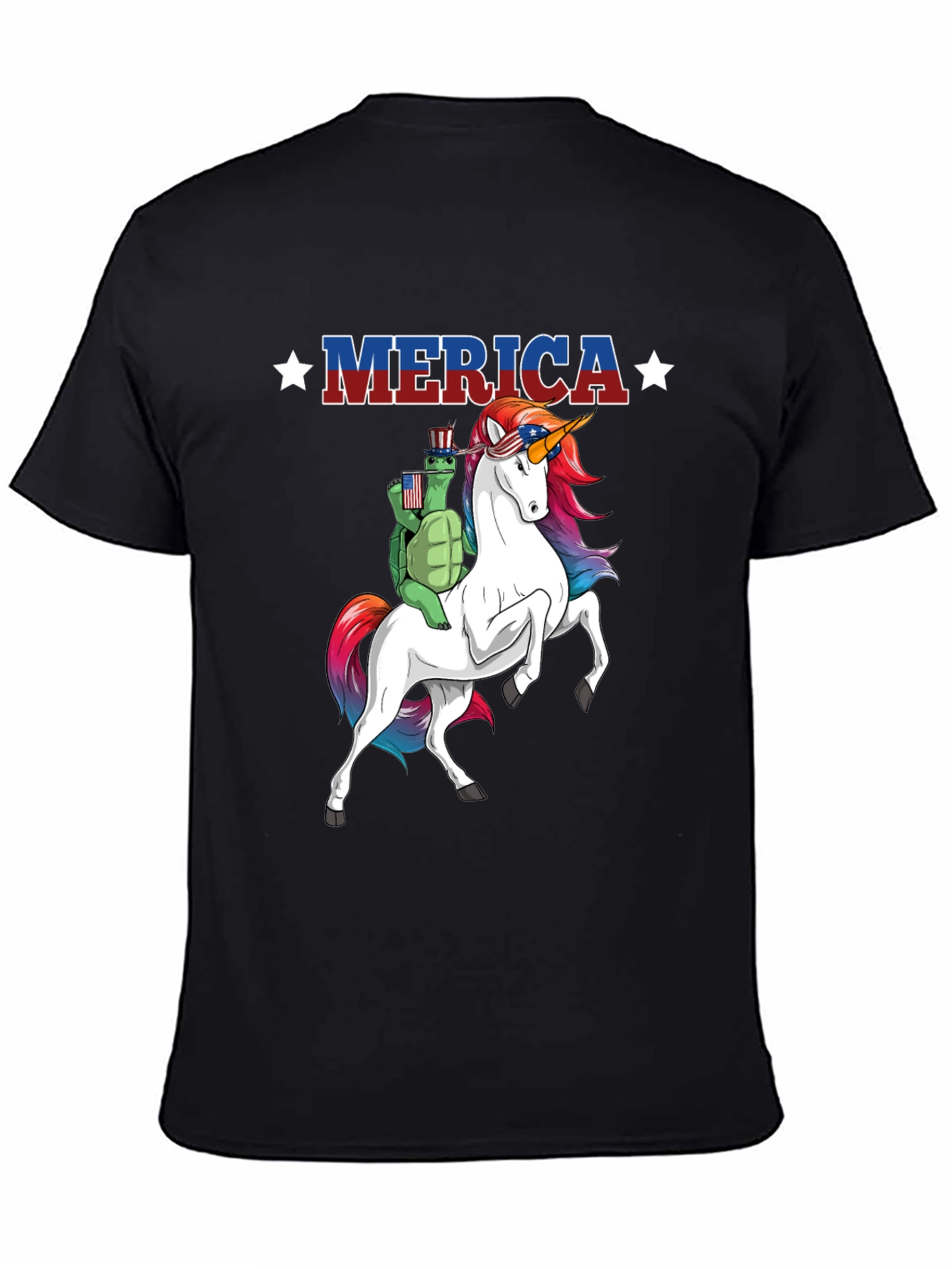 Patriotic Turtle Riding Unicorn Merica T-Shirt