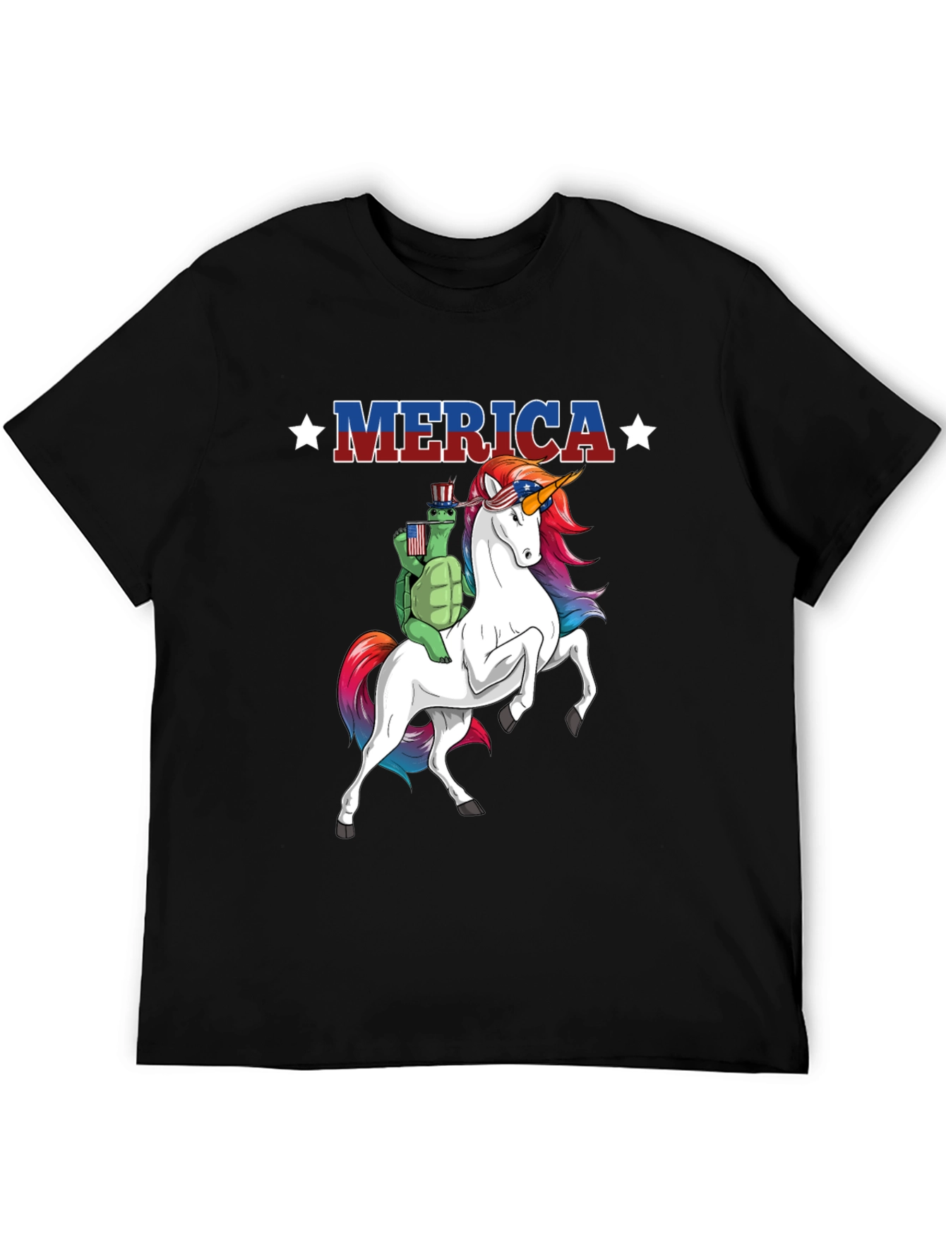 Patriotic Turtle Riding Unicorn Merica T-Shirt