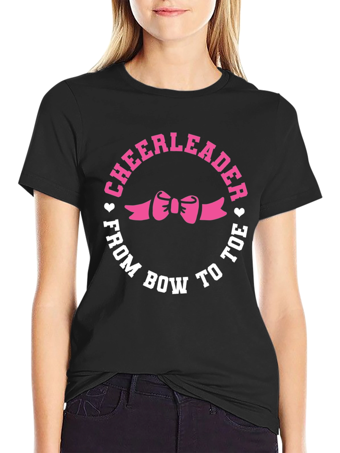Cheerleader Bow to Toe Black T-Shirt