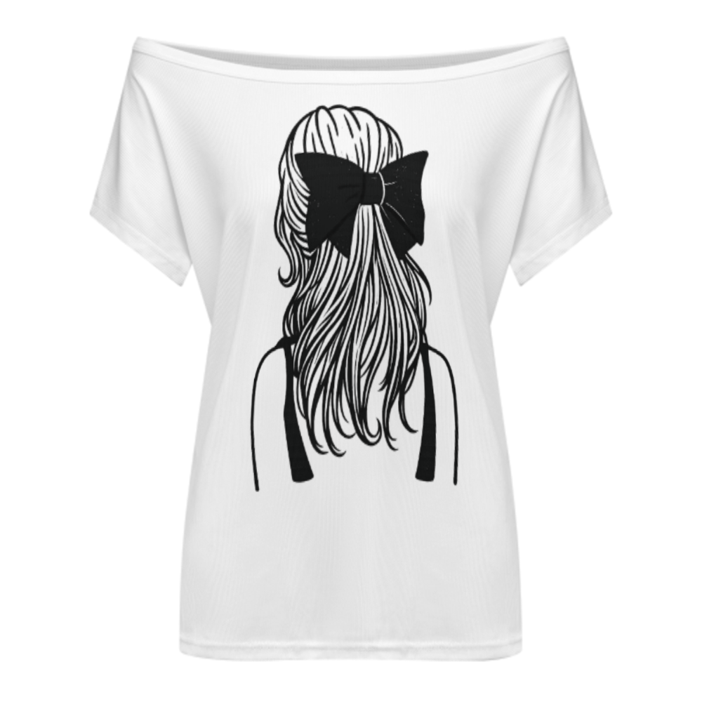 Minimalist Bow Girl Graphic Tee – Cute Coquette Aesthetic Oversized Shirt(z403)