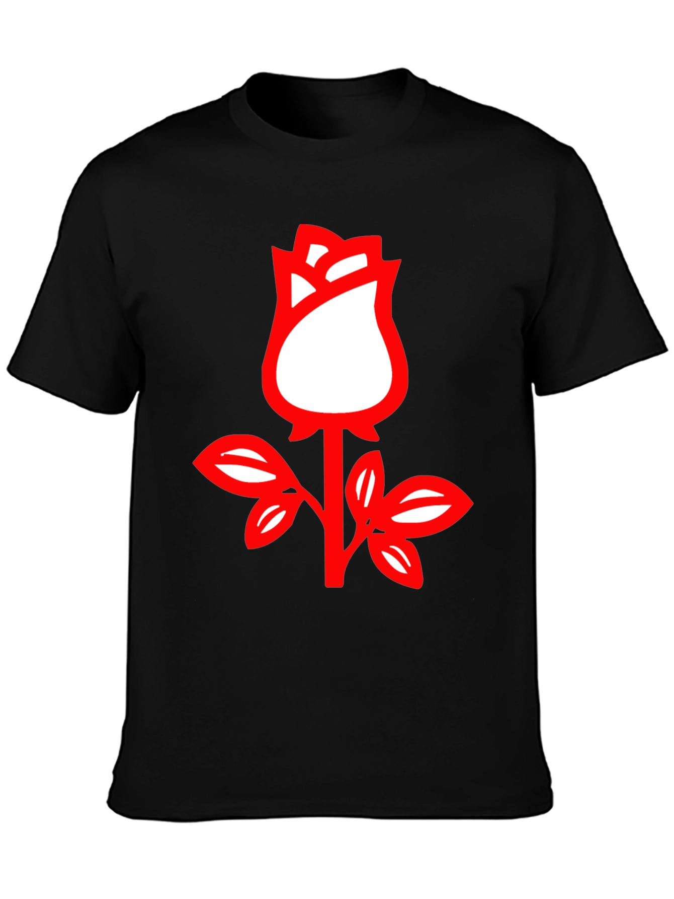 Rose Graphic Tee - Stylish Black Cotton T-Shirt