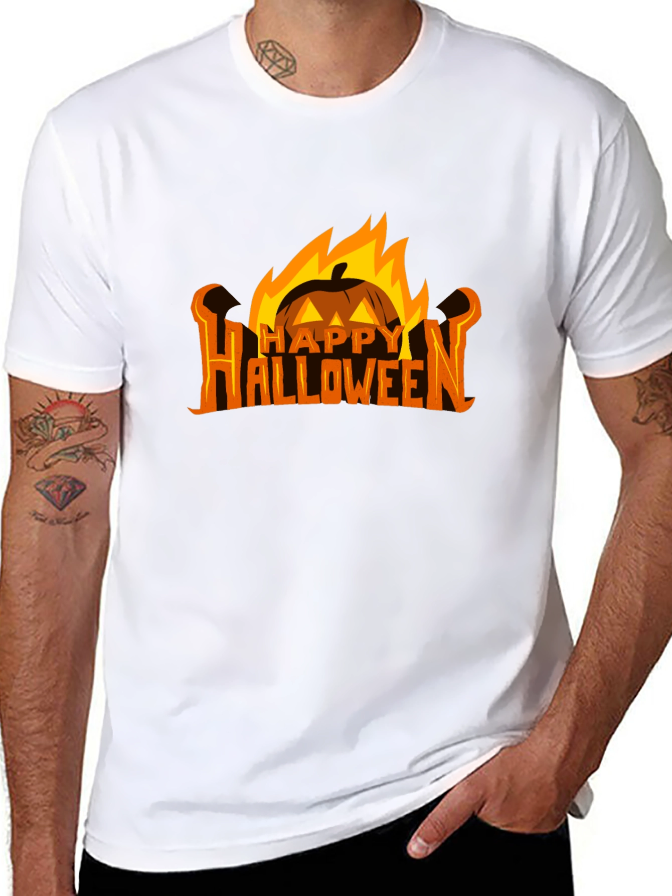 Halloween Pumpkin Fire Graphic Tee
