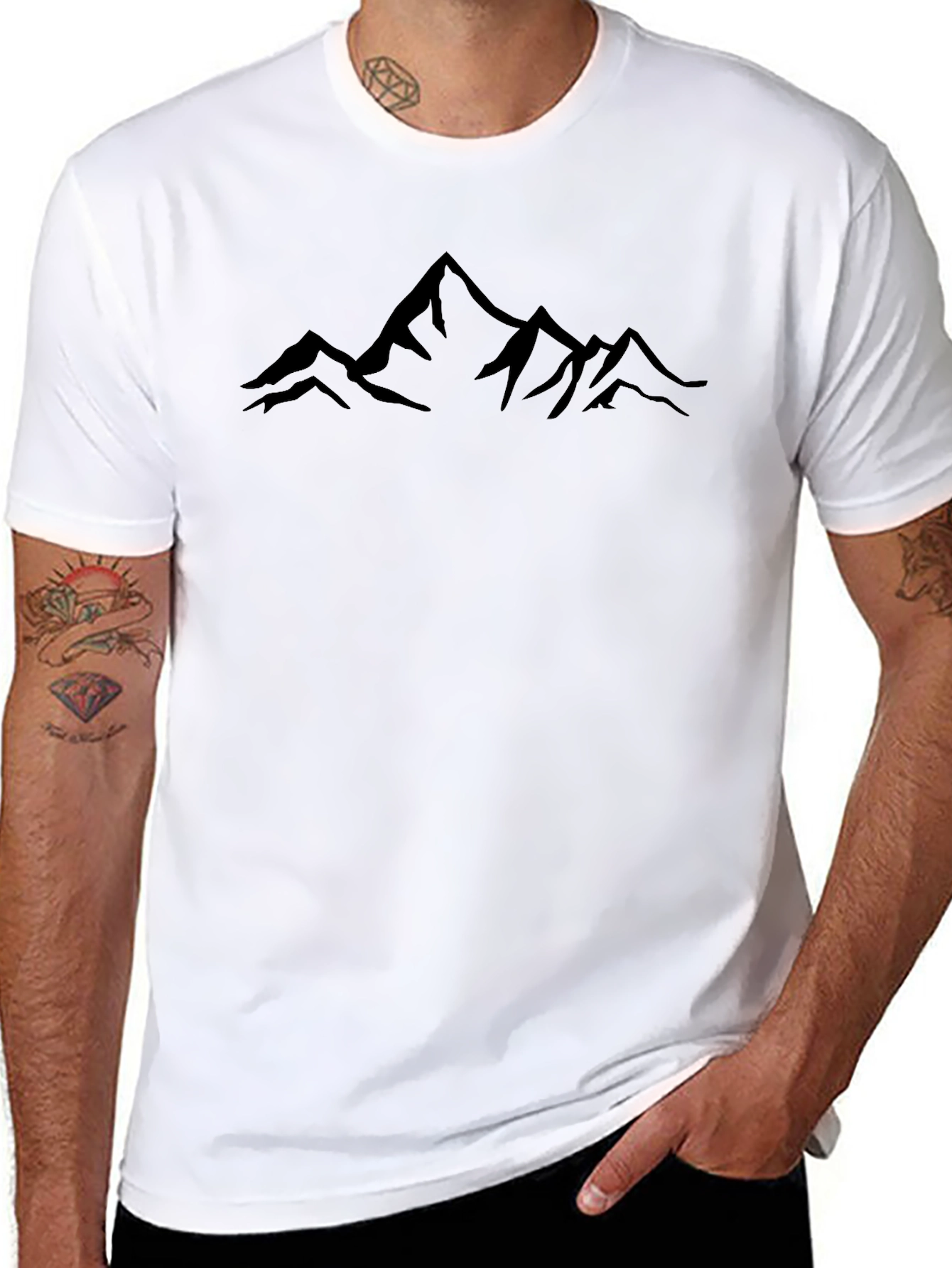 Mens Black Mountain Silhouette Graphic T-Shirt